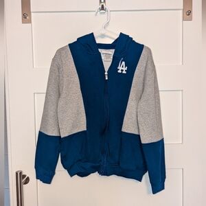 LA Dodgers Youth XL hooded sweatshirt. Blue and gray hooded sweatshirt.